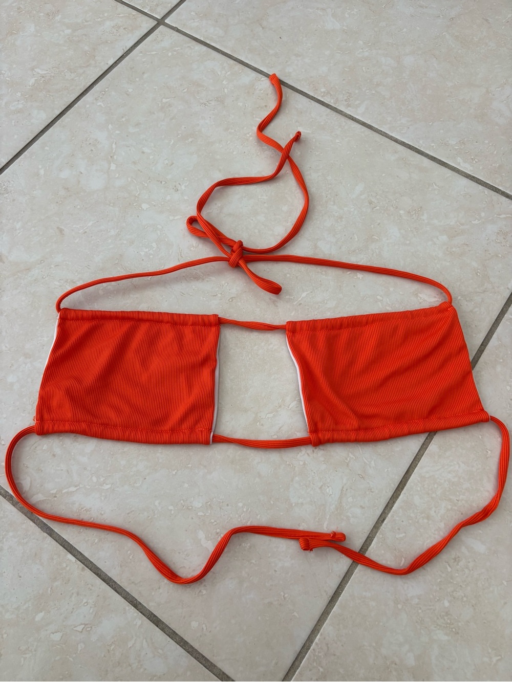 Orange Cutout Bandeau Bikini Top with Adjustable straps